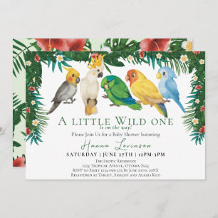 Wild One Tropical Exotic Parrots Babydusche Einladung