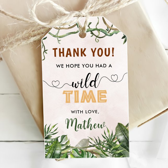 Wild One Tropical Safari Erster Geburtstag Geschenkanhänger (Von Creator hochgeladen)