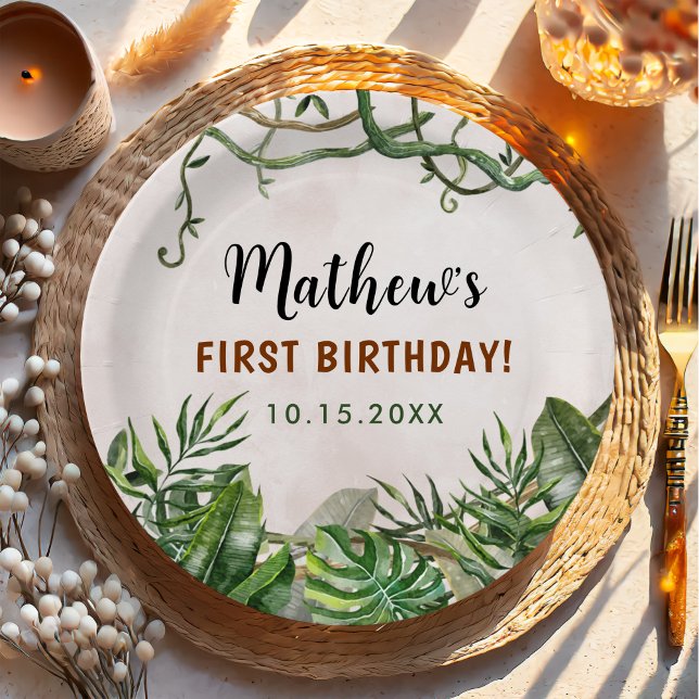 Wild One Tropical Safari Erster Geburtstag Pappteller (Von Creator hochgeladen)