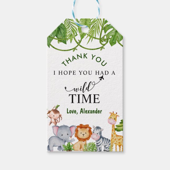 Wild One Tropical Safari Jungle Geburtstag Geschenkanhänger (Vorderseite)