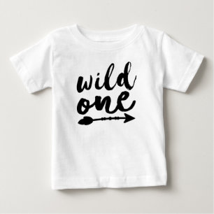 Wild One und Arrow Black   Boho   Ein Jahr alt Baby T-shirt