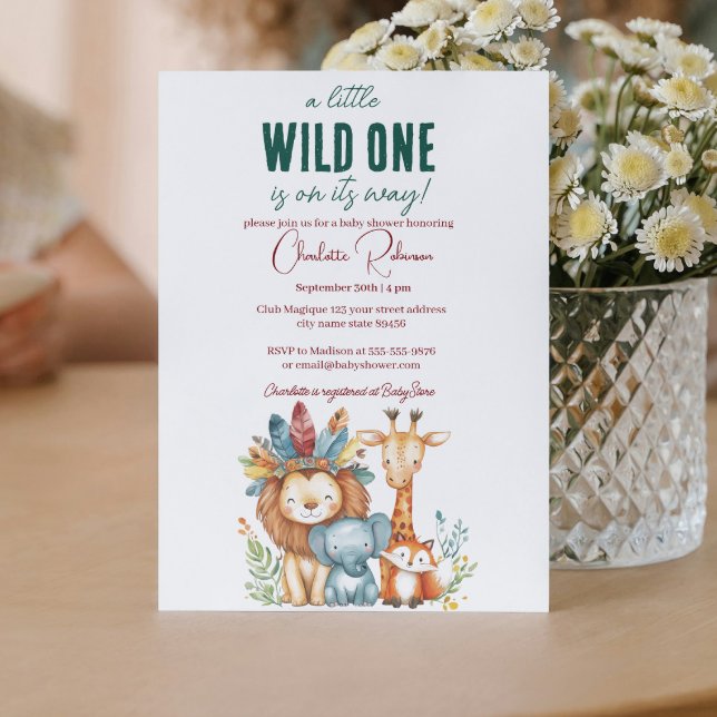Wild One und Safari Baby Dusche Einladung (Von Creator hochgeladen)