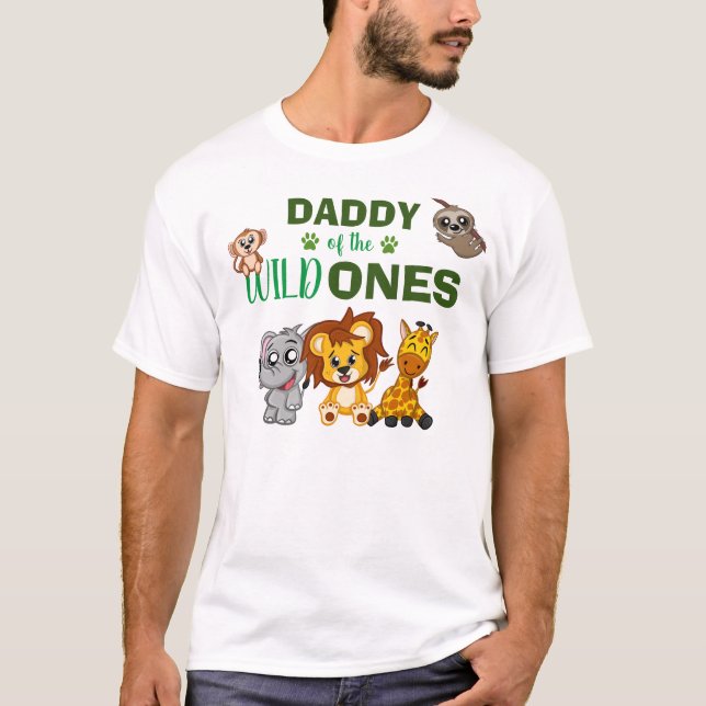 Wild One Vater Jungle Safari Zoo Tier Twins Daddy T-Shirt (Vorderseite)