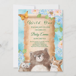 Wild-One-Wald-Baby-Party-Wasserfarben-Kunst Einladung