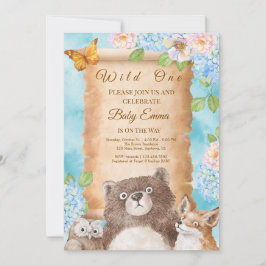 Wild One Wald Baby Shower Wasserfarben Kunst Einladung