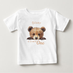 Wild One Watercolor Niedlich Baby Bear Personalisi T-shirt