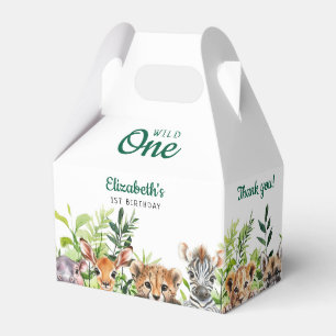 Wild One Watercolor Safari Tiere 1. Geburtstag Geschenkschachtel