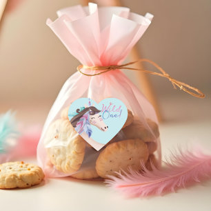 Wild One Watercolor Tribal Unicorn Herz-Aufkleber