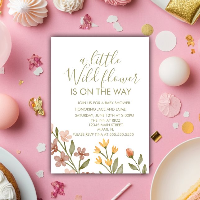 Wild One Wild Flowers Baby Shower  Einladung (Von Creator hochgeladen)