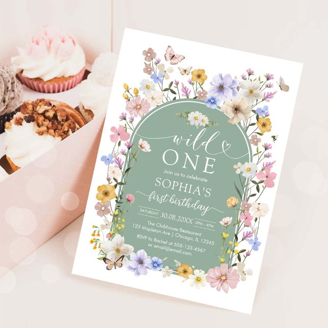 Wild One WIldflower 1st Birthday Invitation Einladung (Von Creator hochgeladen)