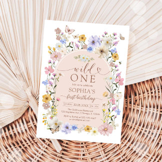 Wild One Wildflower Einladung zum 1. Geburtstag