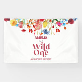Wild One Wildflower First 1st Birthday Party Banner