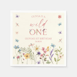 Wild One Wildflower Wild Flower 1st Birthday Party Serviette