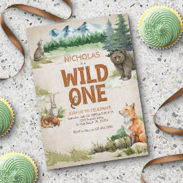 Wild One Woodland Animal 1. Geburtstag Einladung