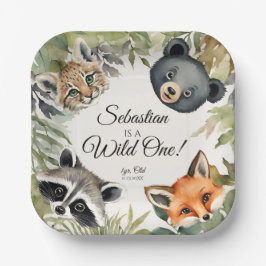 Wild One Woodland Animal Birthday Party Pappteller