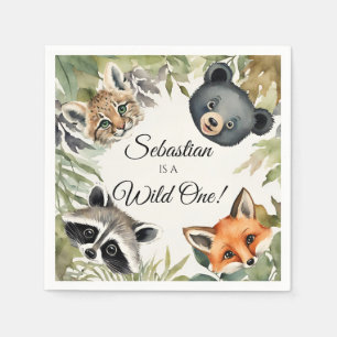 Wild One Woodland Animal Birthday Party Serviette