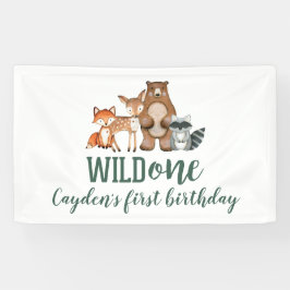 Wild One Woodland Animal zum ersten Geburtstag Banner