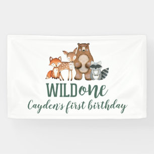 Wild One Woodland Animal zum ersten Geburtstag Banner