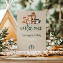 Wild One Woodland Animal zum ersten Geburtstag Ein Einladung