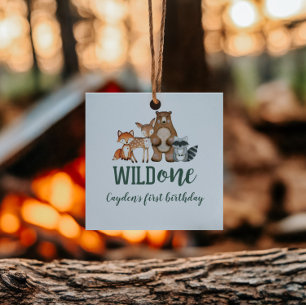 Wild One Woodland Animal zum ersten Geburtstag Geschenkanhänger