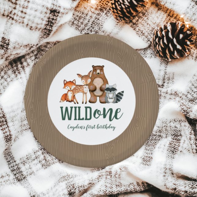 Wild One Woodland Animal zum ersten Geburtstag Pappteller (Von Creator hochgeladen)