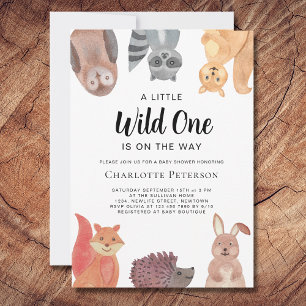 Wild One Woodland Animals Baby Shower Einladung