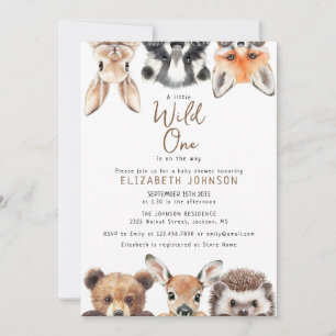 Wild One Woodland Animals Baby Shower Einladung