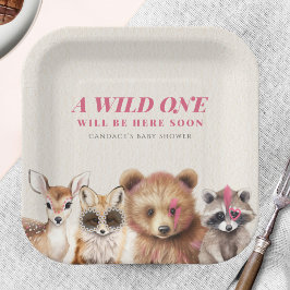 Wild One Woodland Animals Baby Shower Pappteller