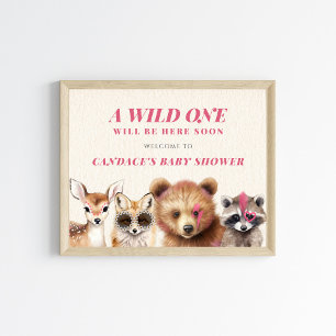 Wild One Woodland Animals Kinderdusche Willkommen Poster