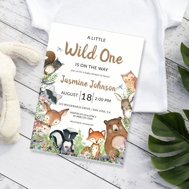 Wild One Woodland Baby Shower Animals Einladung (Von Creator hochgeladen)
