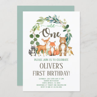 Wild One Woodland Birthday Invitation Boy Einladung