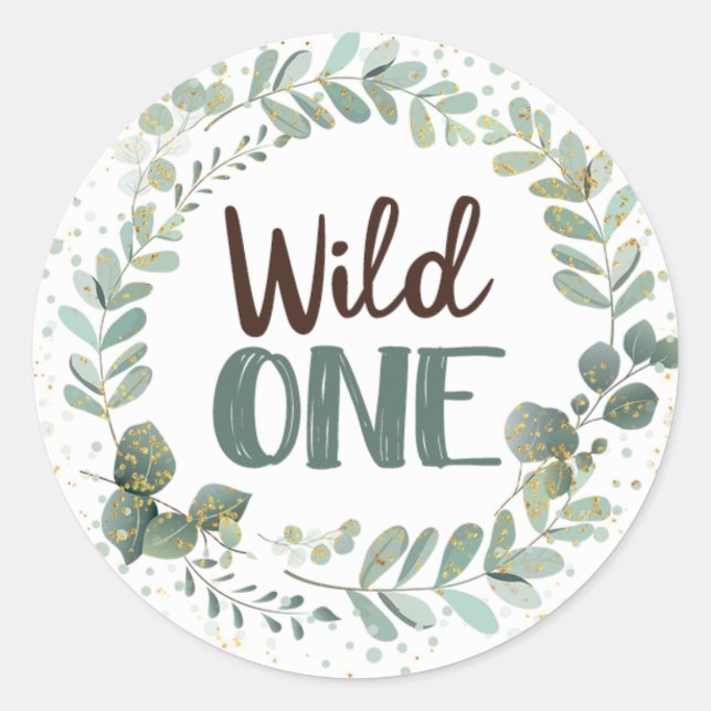 Wild One Woodland Birthday Stickers bevorzugen Lab (Vorderseite)