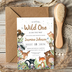 Wild One Woodland Creatures Baby Shower Einladung