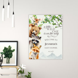 Wild One Woodland Forest Animals Baby Shower Poster