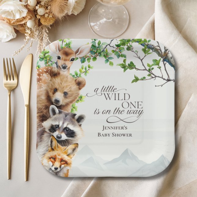Wild One Woodland Wildlife Baby Shower Party Table Pappteller (Von Creator hochgeladen)