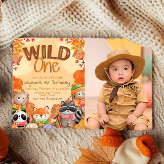 Wild One Woodlands Einladung mit Foto