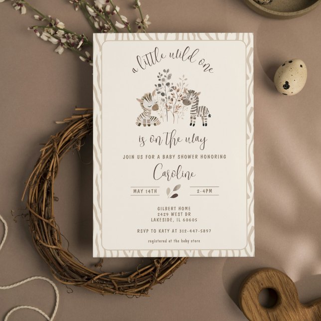 Wild One Zebra Safari Gender Neutral Baby Dusche Einladung (Von Creator hochgeladen)