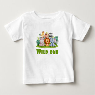 Wild-One-Zoo-Geburtstags-Safari-Dschungel-Tier-Bab Baby T-shirt
