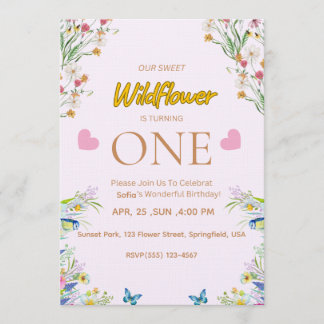 Wild & Onederful Florale Geburtstagseinladung Einladung