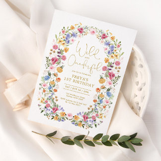 Wild & ONEderful Spring Wildblume 1. Geburtstag Einladung