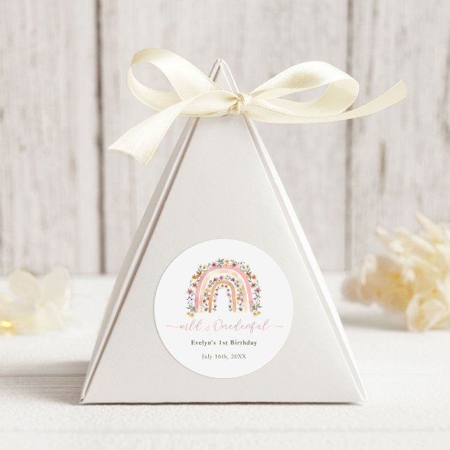 Wild & Onederful Wildblume Rainbow 1. Geburtstag Runder Aufkleber (Von Creator hochgeladen)