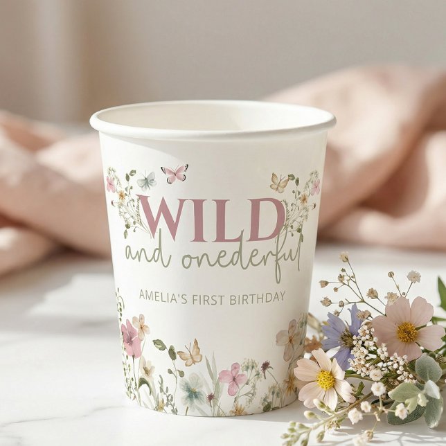 Wild & Onederful Wildblumen 1. Geburtstagsfeier Pappbecher (Von Creator hochgeladen)