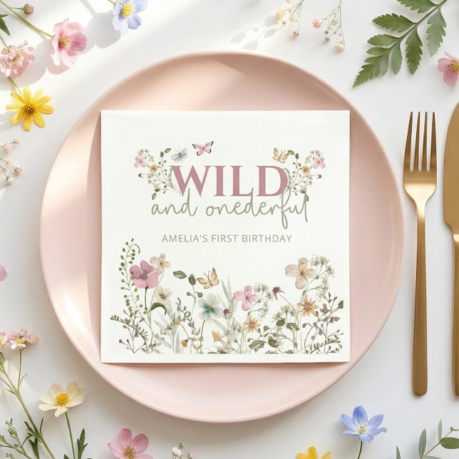 Wild & Onederful Wildblumen 1. Geburtstagsfeier Serviette (Von Creator hochgeladen)