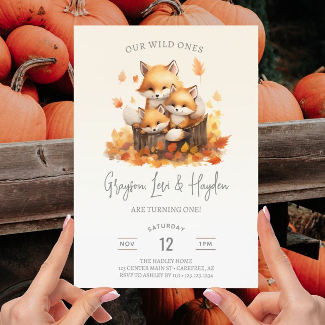 Wild Ones Triplets 1. Geburtstag Einladung (Von Creator hochgeladen)