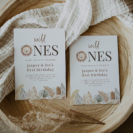 Wild Ones Twins neutrale Blätter Einladung zum Geb