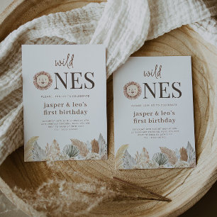 Wild Ones Twins neutrale Blätter Einladung zum Geb