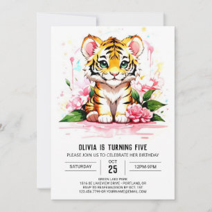 Wild One's Whimsical Tiger Birthday Einladung