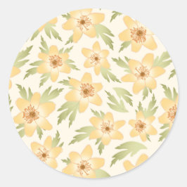 Wild Orange Anemone Blume - nahtlos. Runder Aufkleber