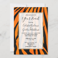 Wild Orange Black Tiger Stripes Animal Print