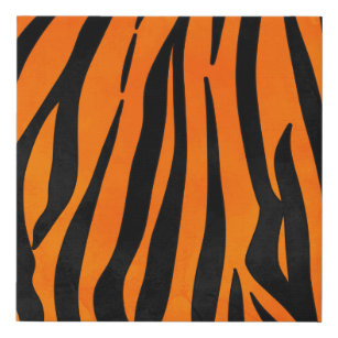 Wild Orange Black Tiger Stripes Animal Print Künstlicher Leinwanddruck